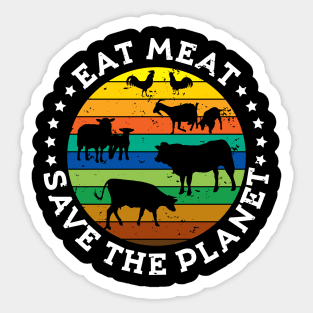 EAT MEAT SAVE THE PLANET Vintage Retro Original Design Sticker